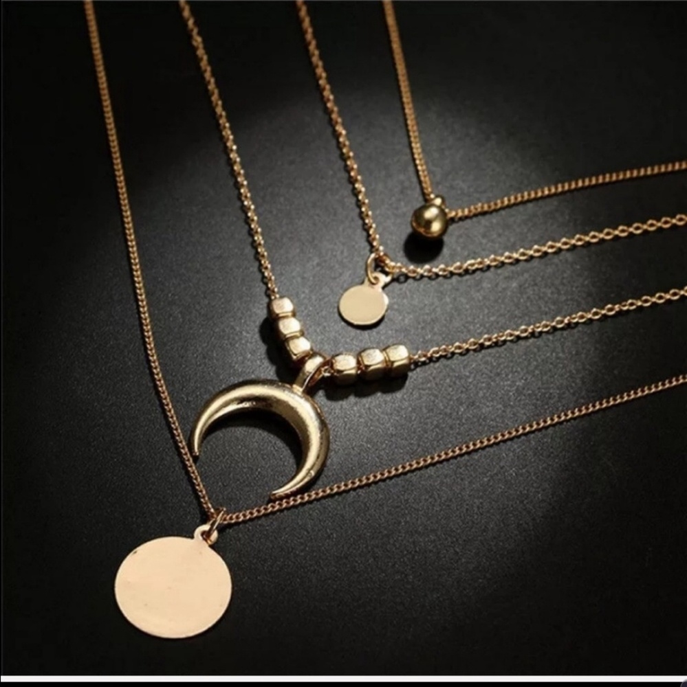 NWOT BOHO Bohemian Gold Silver Necklace - Picture 3 of 3